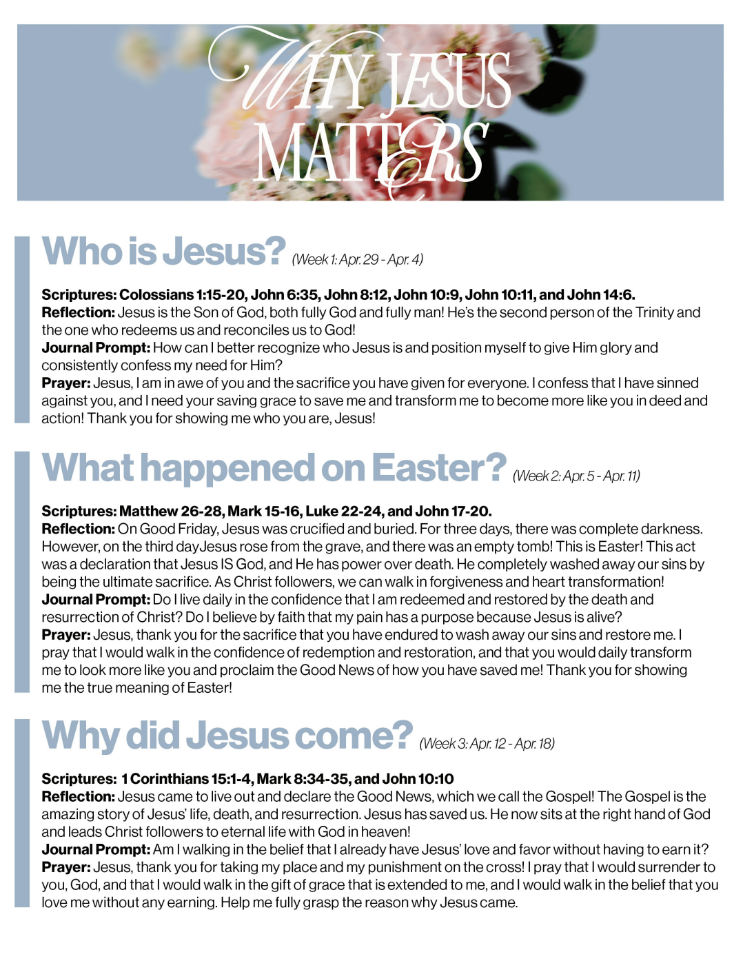 Why Jesus Matters Reading Guide